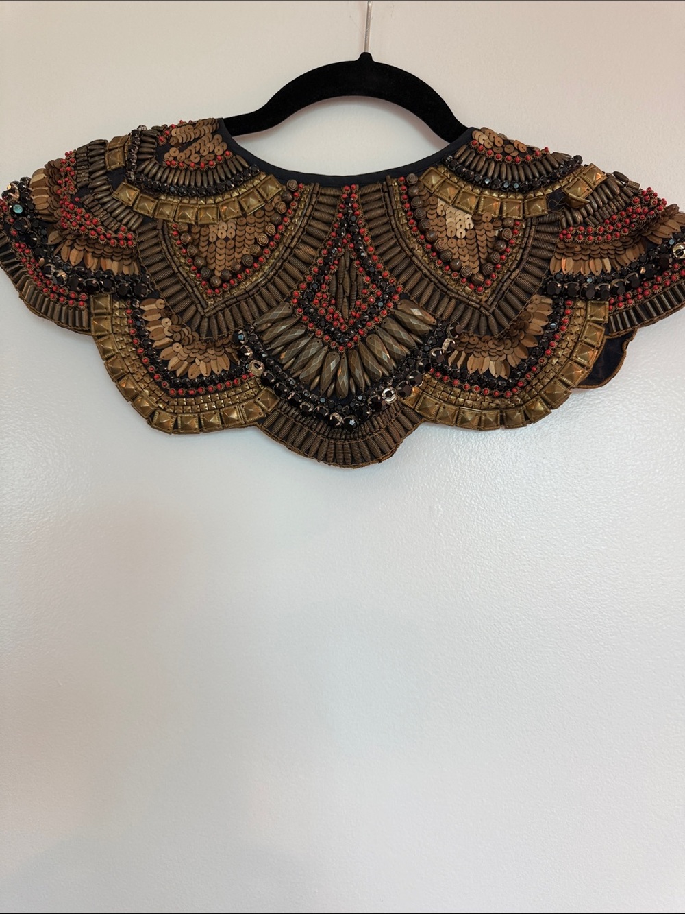 Embellished Beaded Collar Necklace - Gold & Black